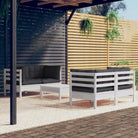 Loungebank set van massief grenenhout met voetenbank en rugkussens - Wit - Tuinsets