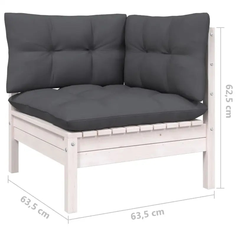 Loungebank set van massief grenenhout met voetenbank en rugkussens - Tuinsets