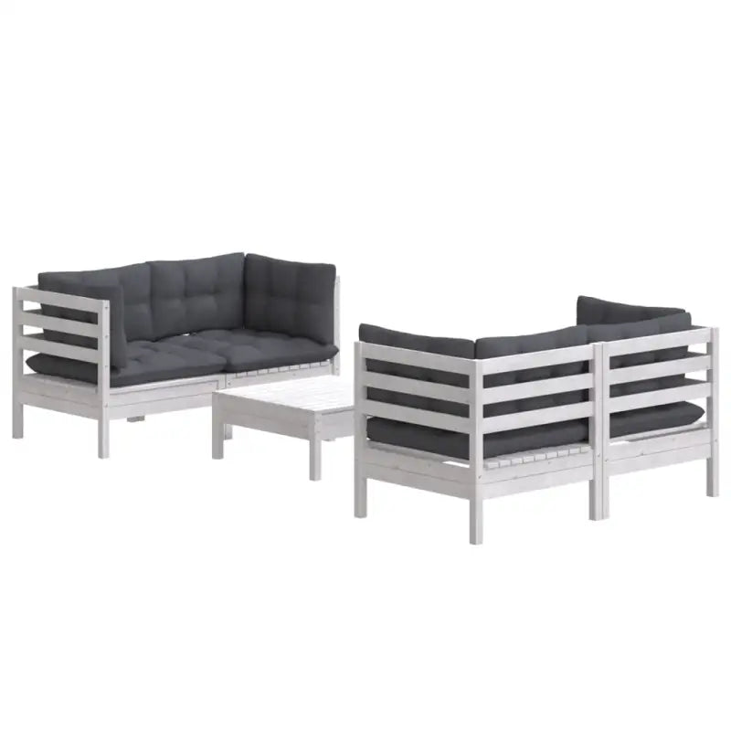 Loungebank set van massief grenenhout met voetenbank en rugkussens - Tuinsets