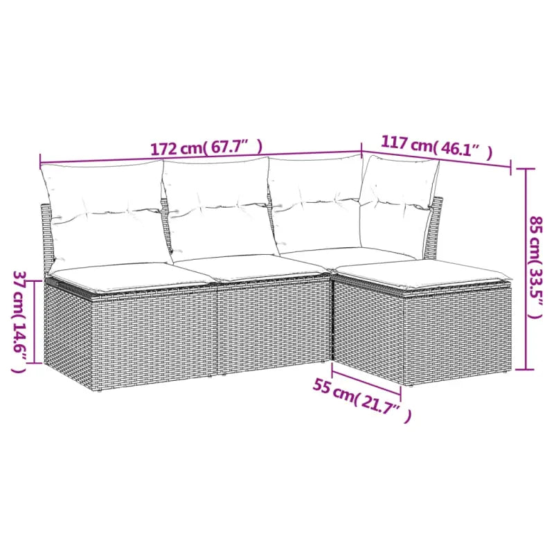 Loungebank set voor buiten met waterdichte tas en gepoedercoat staal - Tuinsets