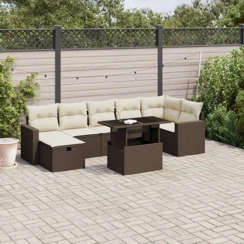 Loungebank tuinset van gepoedercoat staal met waterdichte tas - Bruin en crème / zonder opbergruimte - Tuinsets