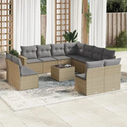 Loungebank van beige materiaal en gepoedercoat staal voor tuinmetragings - Tuinsets