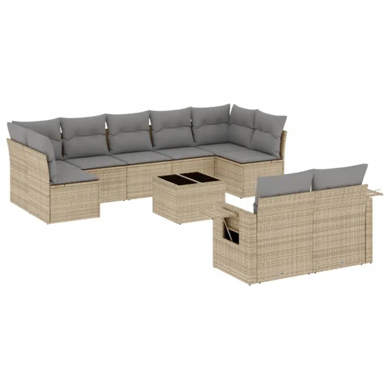 Loungebank van beige materiaal en gepoedercoat staal voor tuin of terras - Tuinsets