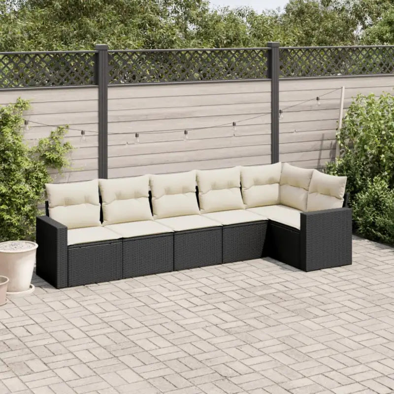 Loungebank van gepoedercoat staal met beige materiaal voor tuin en terras - Zwart en crème / Zonder tafel - Tuinsets