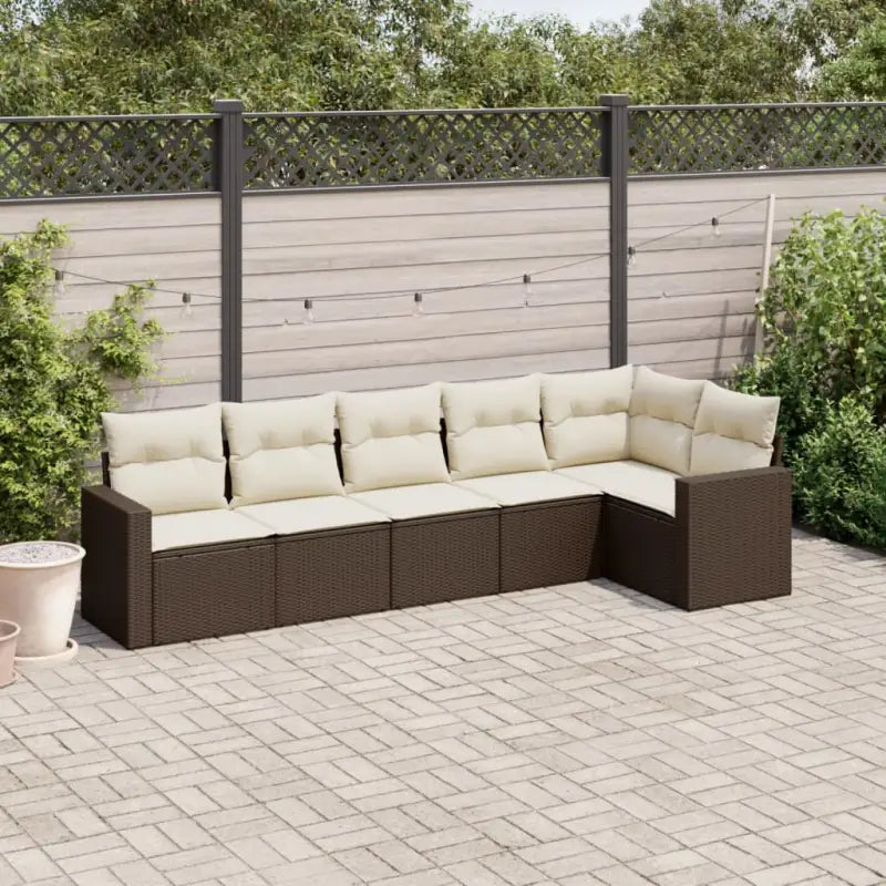 Loungebank van gepoedercoat staal met beige materiaal voor tuin en terras - Bruin en crème / Zonder tafel - Tuinsets