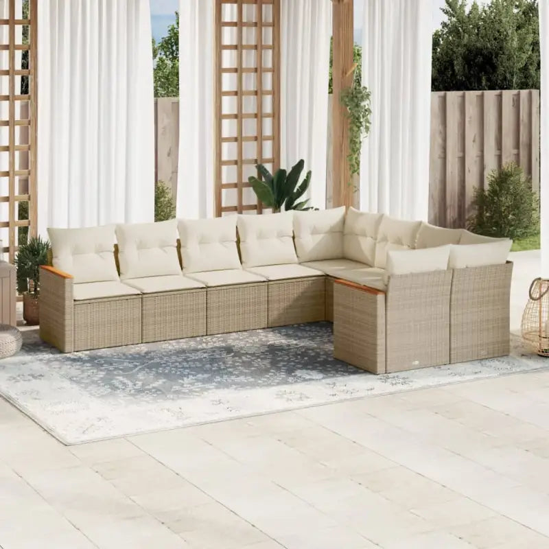Loungebank van gepoedercoat staal met beige materiaal voor tuin en terras - Beige / Zonder tafel - Tuinsets