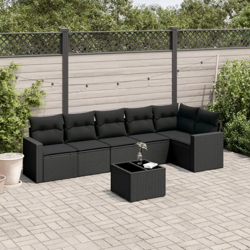 Loungebank van gepoedercoat staal met beige materiaal voor tuin en terras - Zwart / Met tafel - Tuinsets