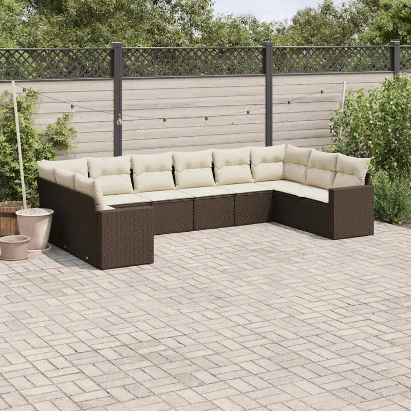 Loungebank van gepoedercoat staal met beige materiaal voor tuin en terras - Bruin en crème / Zonder tafel - Tuinsets