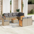 Loungebank van gepoedercoat staal voor tuin of terras in zwart materiaal - Beige en grijs / Met tafel - Tuinsets