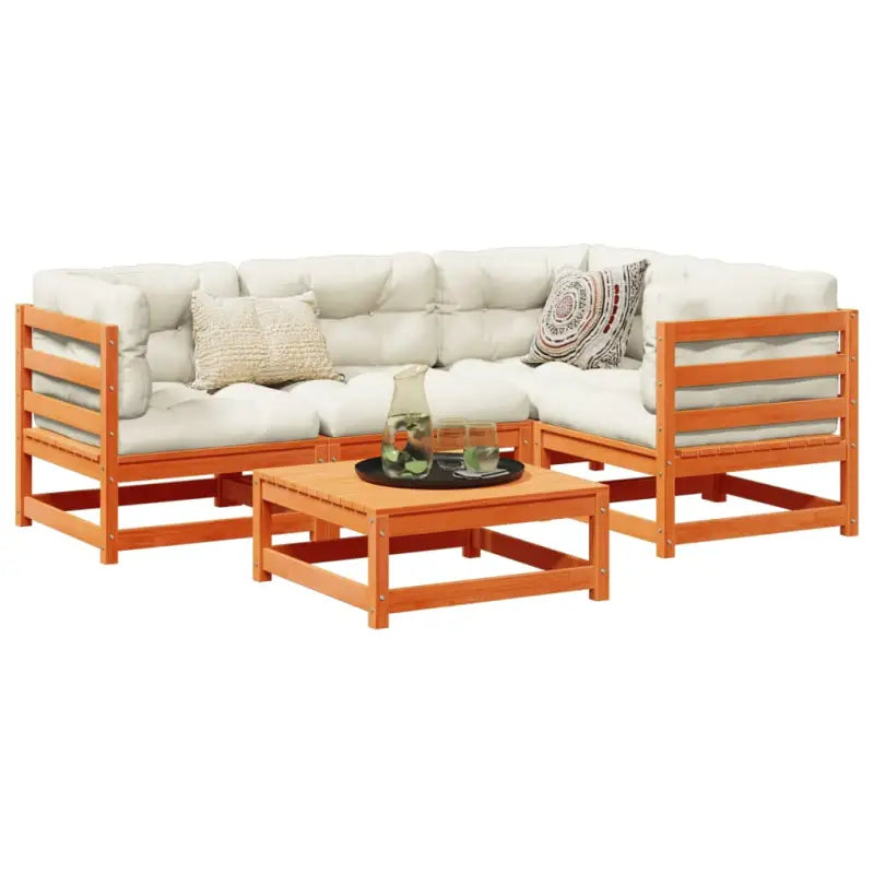Loungebank van massief douglas vurenhout voor buiten ontspanning - Wasbruin / Nee - Tuinsets