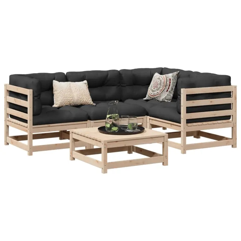 Loungebank van massief douglas vurenhout voor buiten ontspanning - Natuurlijk grenenhout / Ja - Tuinsets