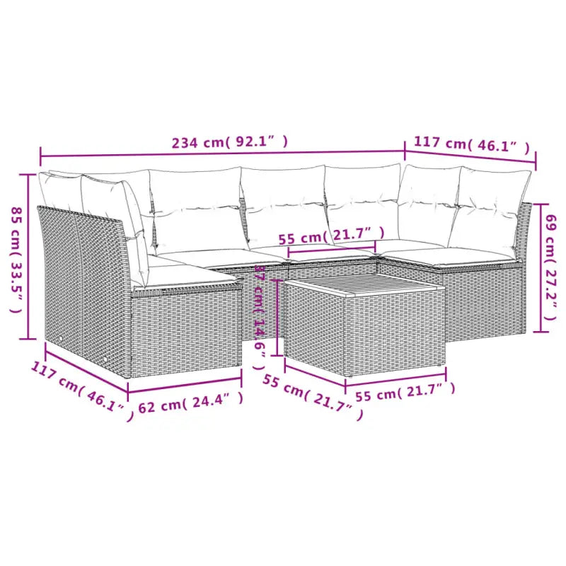 Loungebank van poly rattan en gepoedercoat staal voor tuin of terras - Tuinsets