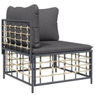 Loungebank van poly rattan met antraciet materiaal en gepoedercoat staal - Loungebanken