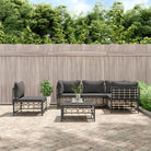 Loungebank van poly rattan met antraciet materiaal en gepoedercoat staal - Loungebanken