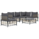 Loungebank van poly rattan met antraciet materiaal en gepoedercoat staal - Loungebanken