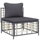 Loungebank van poly rattan met antraciet materiaal en gepoedercoat staal - Loungebanken