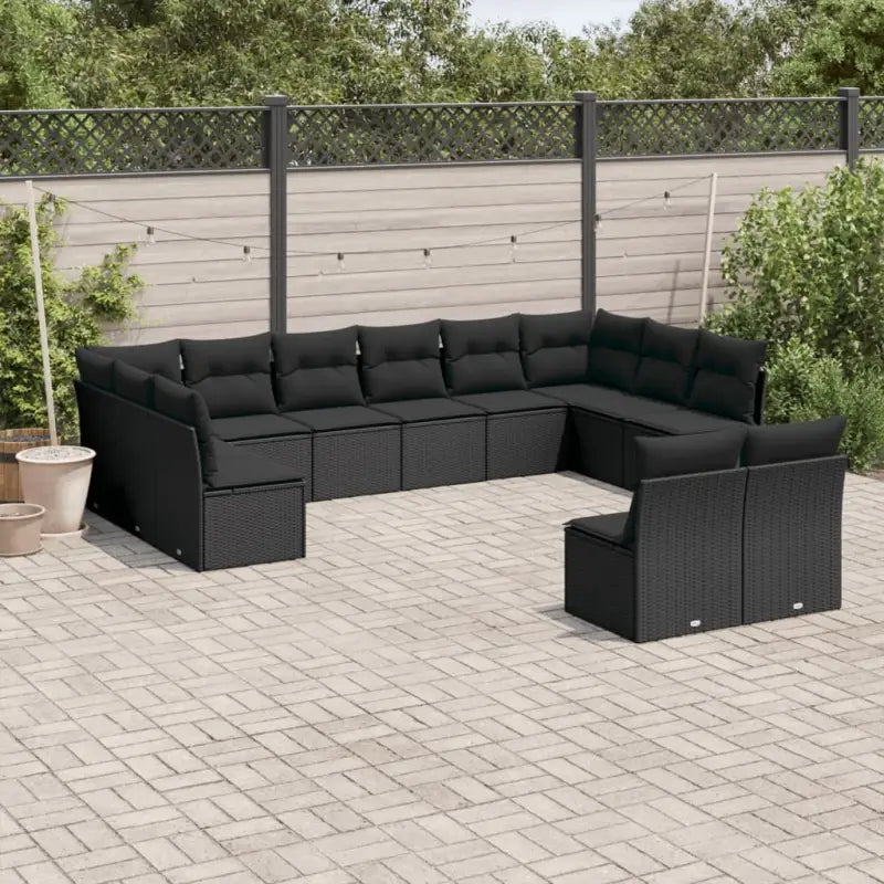 Loungebank van poly rattan met beige materiaal en gepoedercoat staal - Zwart / Zonder tafel - Tuinsets