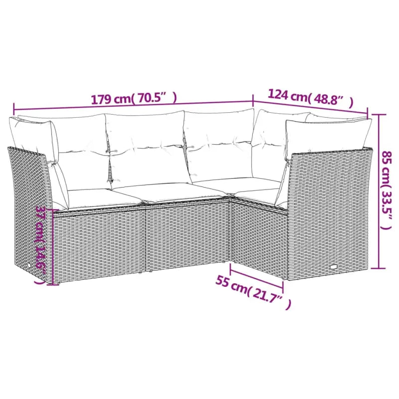 Loungebank van poly rattan met comfortabele zitervaring en gepoedercoat staal - Tuinsets
