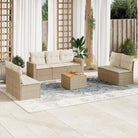 Loungebank van poly rattan met gepoedercoat staal voor tuin en terras - beige en crèmekleurig - Tuinsets