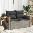 Loungebank van poly rattan met waterdichte zak voor comfortabele zitervaring - Grijs / 1 / met opbergruimte
