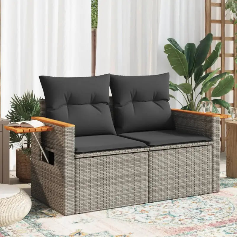 Loungebank van poly rattan met waterdichte zak voor comfortabele zitervaring - Grijs / 1 / met opbergruimte