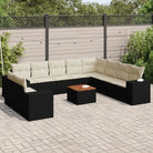 Loungebank van zwart gepoedercoat staal met comfortabele afmetingen - Zwart en crème - Tuinsets
