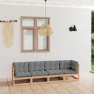 Loungebank voor 4 personen met massief grenenhout en rug zijkussens - Naturel / 1 / Ja - Loungebanken