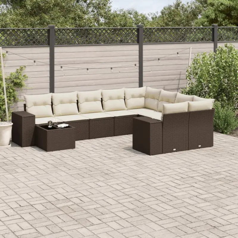 Loungebank voor tuin met beige materiaal en gepoedercoat staal afmetingen - Bruin en crème - Tuinsets