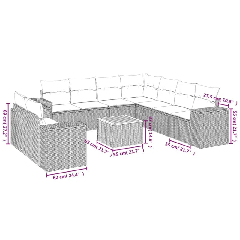 Loungebank voor tuin met beige materiaal en gepoedercoat staal - Tuinsets