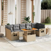 Loungebank voor tuin met beige materiaal en gepoedercoat staal - Tuinsets