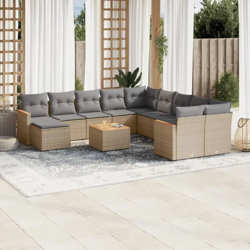 Loungebank voor tuin met beige materiaal en gepoedercoat staal - Tuinsets