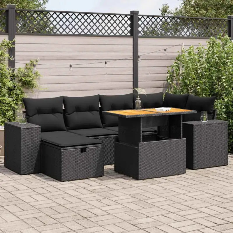 Loungebank voor tuin met beige materiaal en gepoedercoat staal - Zwart / met opbergruimte - Tuinsets