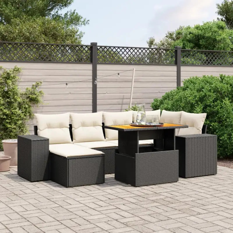 Loungebank voor tuin met beige materiaal en gepoedercoat staal - Zwart en crème / zonder opbergruimte - Tuinsets