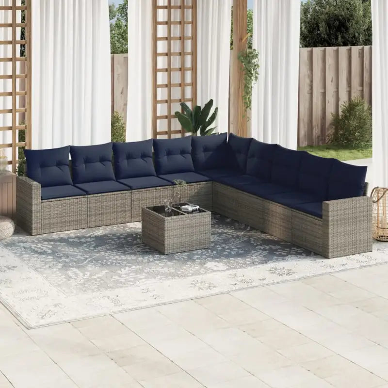Loungebank voor tuin met bruin materiaal en gepoedercoat staal afmetingen - Beige en grijs / Met tafel - Tuinsets
