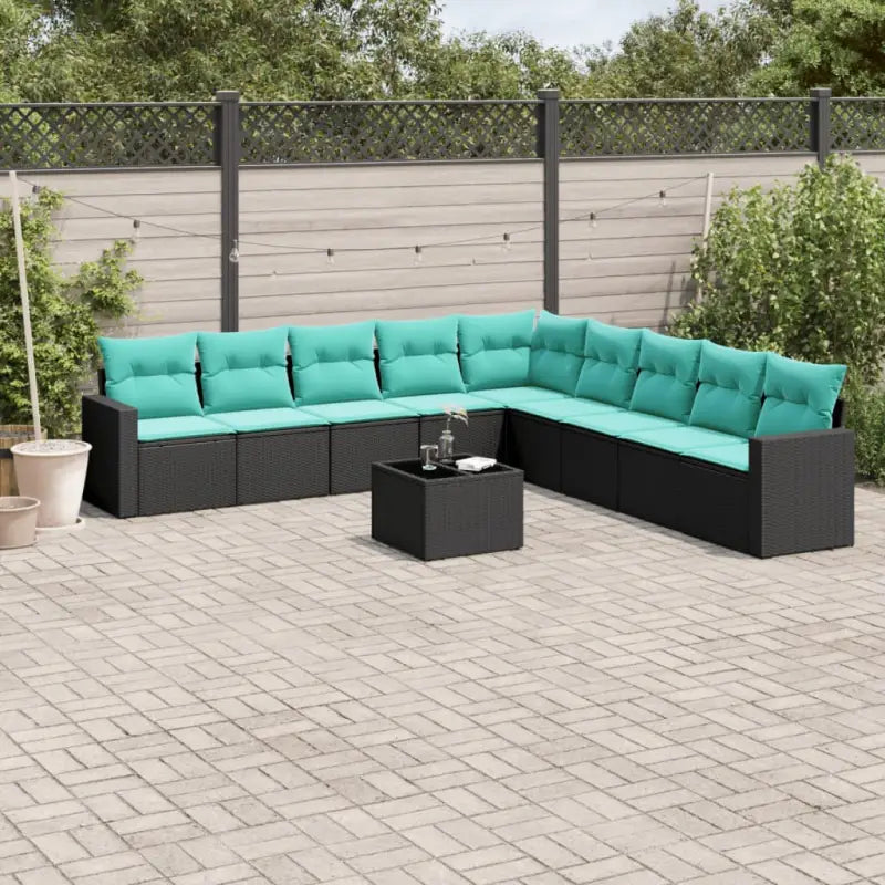 Loungebank voor tuin met bruin materiaal en gepoedercoat staal afmetingen - Zwart en blauw / Met tafel - Tuinsets