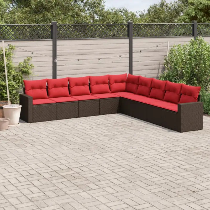 Loungebank voor tuin met bruin materiaal en gepoedercoat staal afmetingen - Bruin en rood / Zonder tafel - Tuinsets