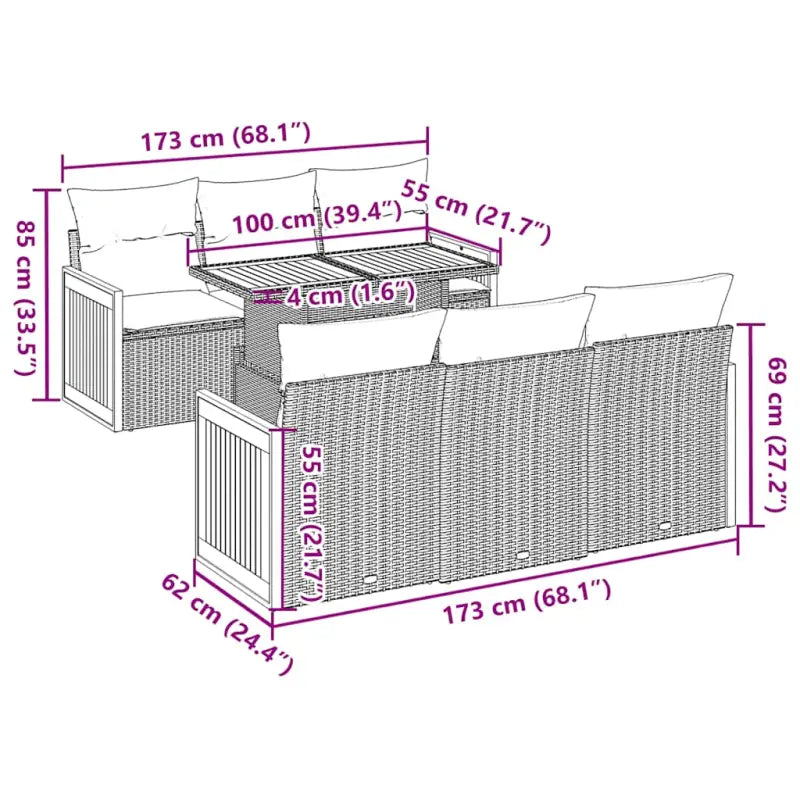 Loungebank voor tuin met gepoedercoated staal en waterdichte tas - Tuinsets