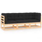 Loungebank voor tuin met massief grenenhout en rug- zijkussen - Naturel en antraciet / 1 / Ja - Loungebanken