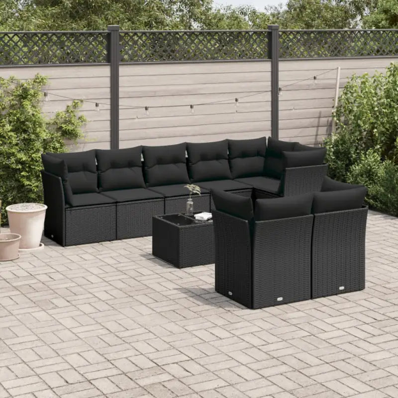 Loungebank voor tuin met waterdichte tas in zwart gepoedercoat staal - Zwart / Met tafel - Tuinsets