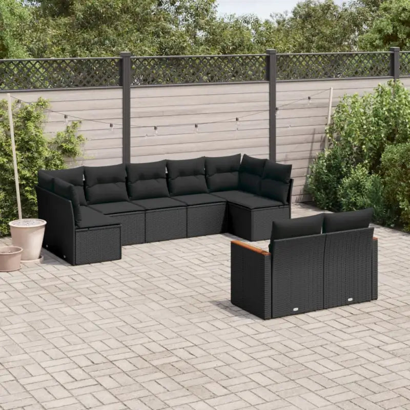 Loungebank voor tuin met zwart materiaal en gepoedercoat staal - Zwart / Zonder tafel - Tuinsets