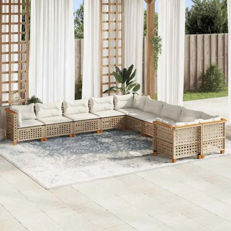 Loungebank voor tuin met zwarte gepoedercoate stalen afwerking - Beige / Zonder tafel / gat weven - Tuinsets
