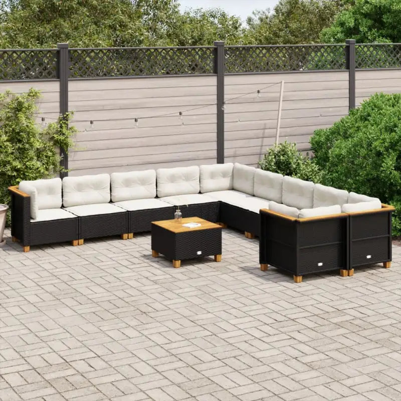 Loungebank voor tuin met zwarte gepoedercoate stalen afwerking - Zwart / Met tafel / Dichtgeweven - Tuinsets