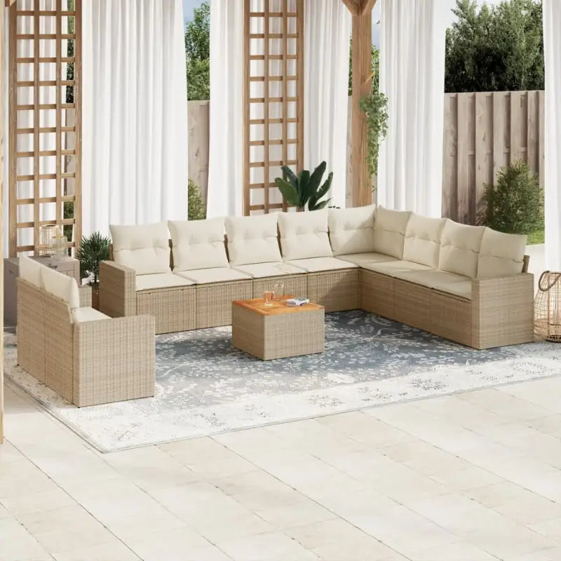 Loungebank voor tuin of terras in gemengd beige materiaal - beige en crèmekleurig - Tuinsets