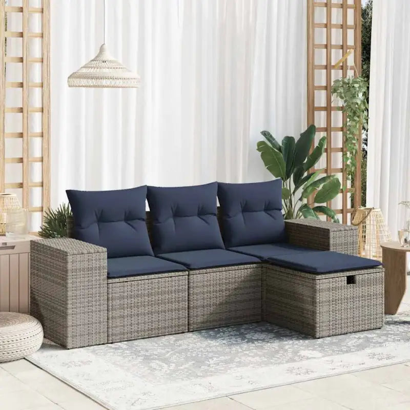 Loungebank voor tuin of terras in grijs materiaal met waterdichte zak - Grijs / met opbergruimte - Tuinsets
