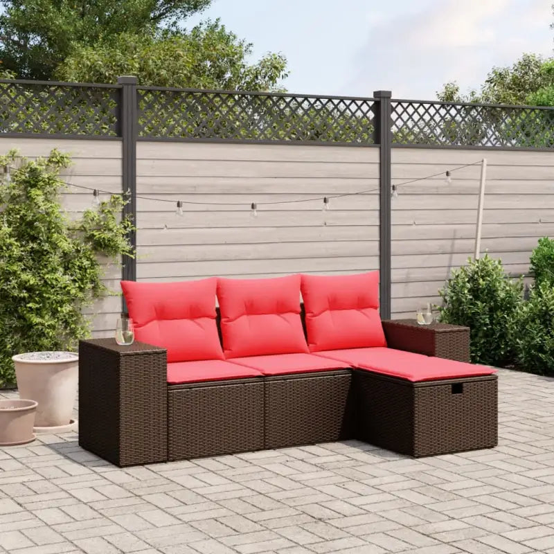 Loungebank voor tuin of terras in grijs materiaal met waterdichte zak - Bruin / zonder opbergruimte - Tuinsets