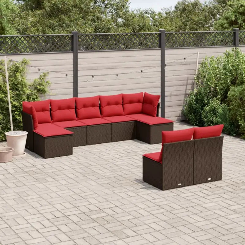 Loungebank voor tuin of terras met grijs materiaal en gepoedercoat staal - Bruin en rood / Zonder tafel - Tuinsets