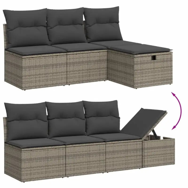 Loungebank voor tuin of terras met grijs materiaal en gepoedercoat staal - Tuinsets