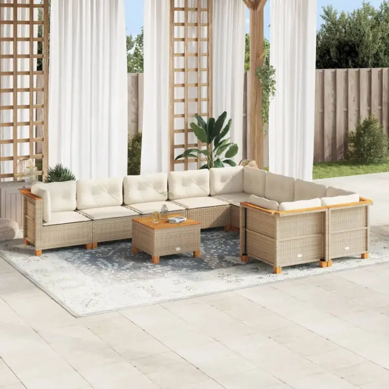Loungebank voor tuin of terras met natuurlijke olieafwerking en beige materiaal - Tuinsets