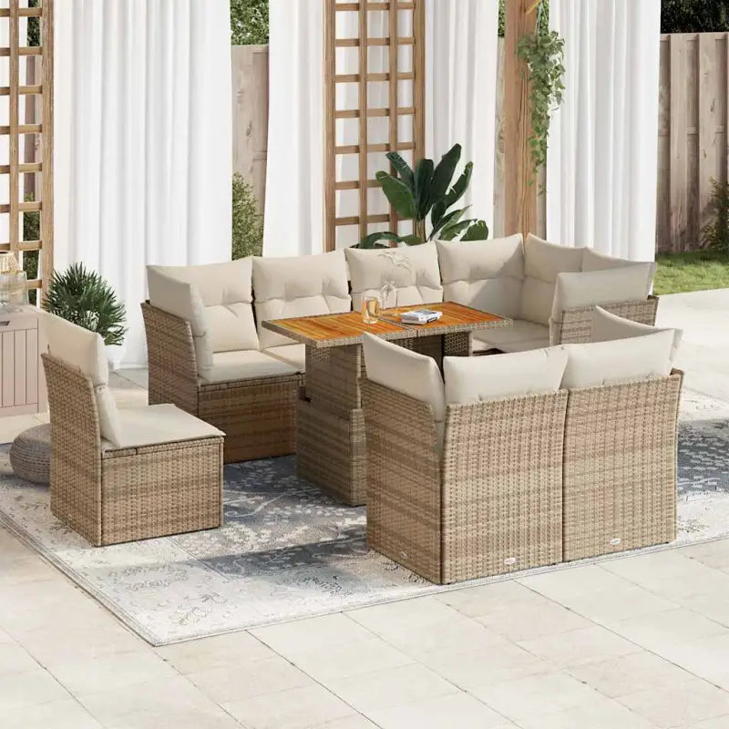 Loungebank voor tuin of terras met waterdichte tas en grijs materiaal - beige en crèmekleurig / 3x midden + 5x hoek