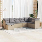 Loungebank voor tuin Terras met zwart gepoedercoat staal afmetingen - Beige en grijs / met opbergruimte - Tuinsets